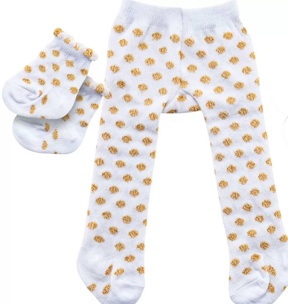 Hot Heless Tights And Socks White With Gold Dots