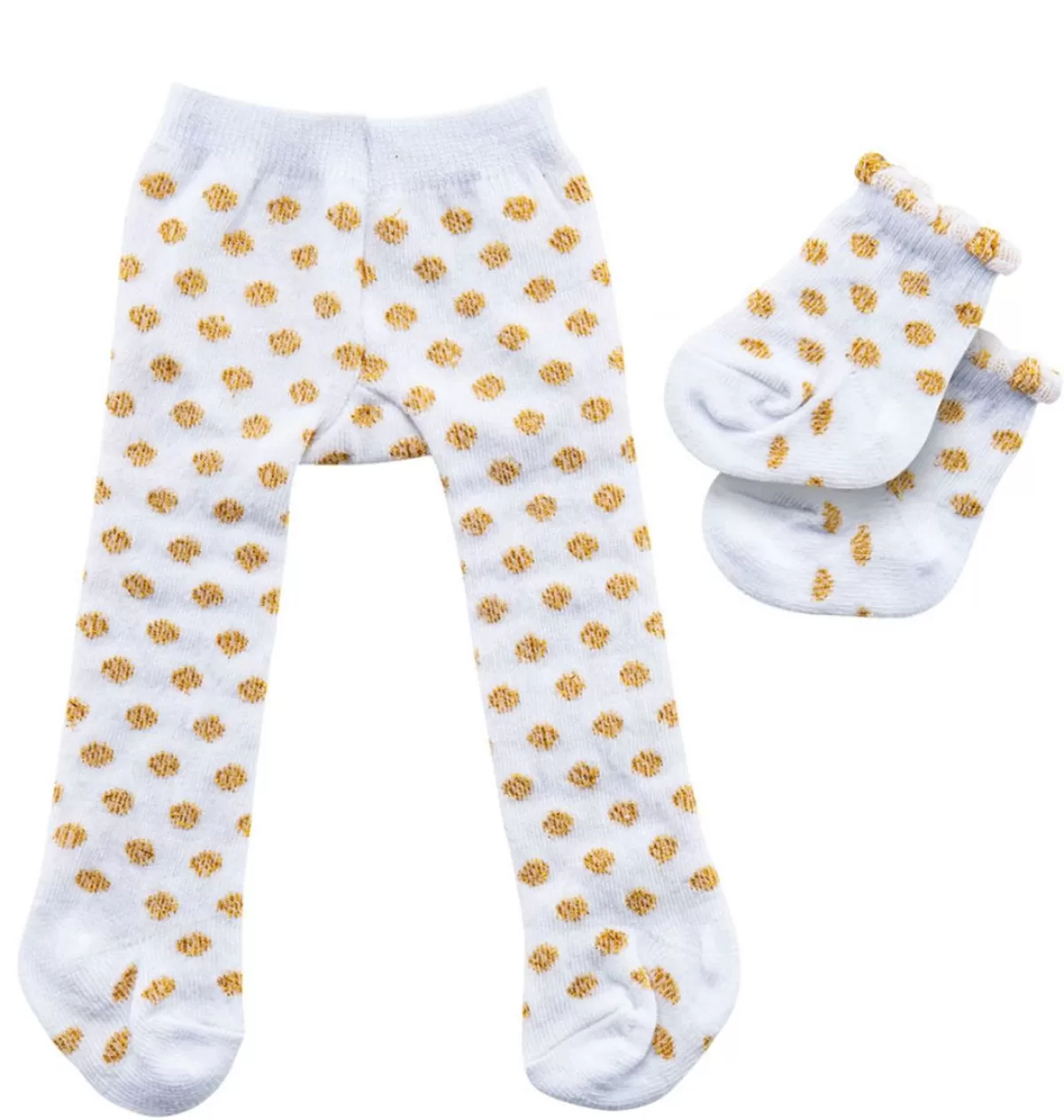 Hot Heless Tights And Socks White With Gold Dots