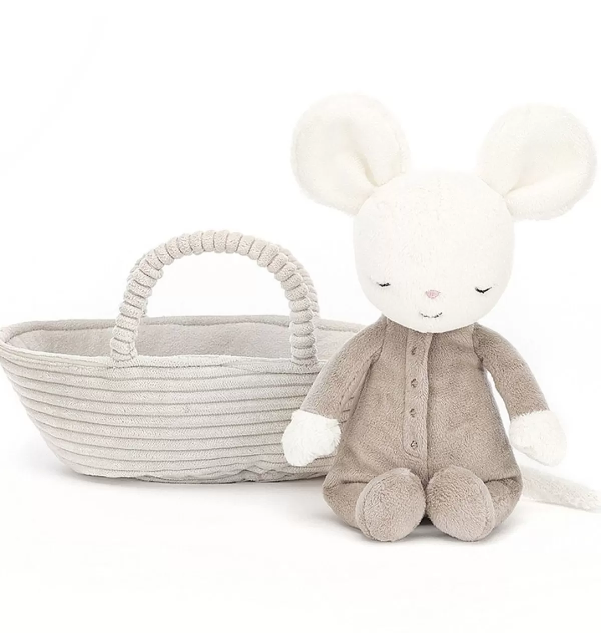 Online Jellycat knuffels Jellycat Rock A Bye Mouse With Carrier