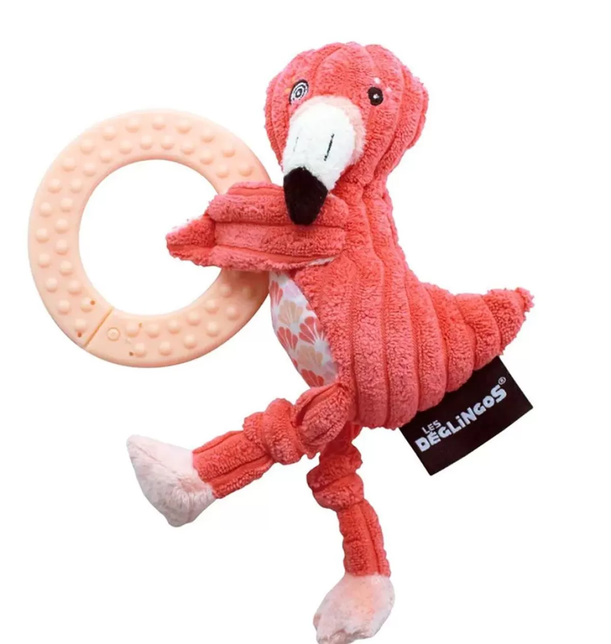 Shop Les Déglingos Les Deglingos Flamingo Cuddly Toy With Teether 20 Cm