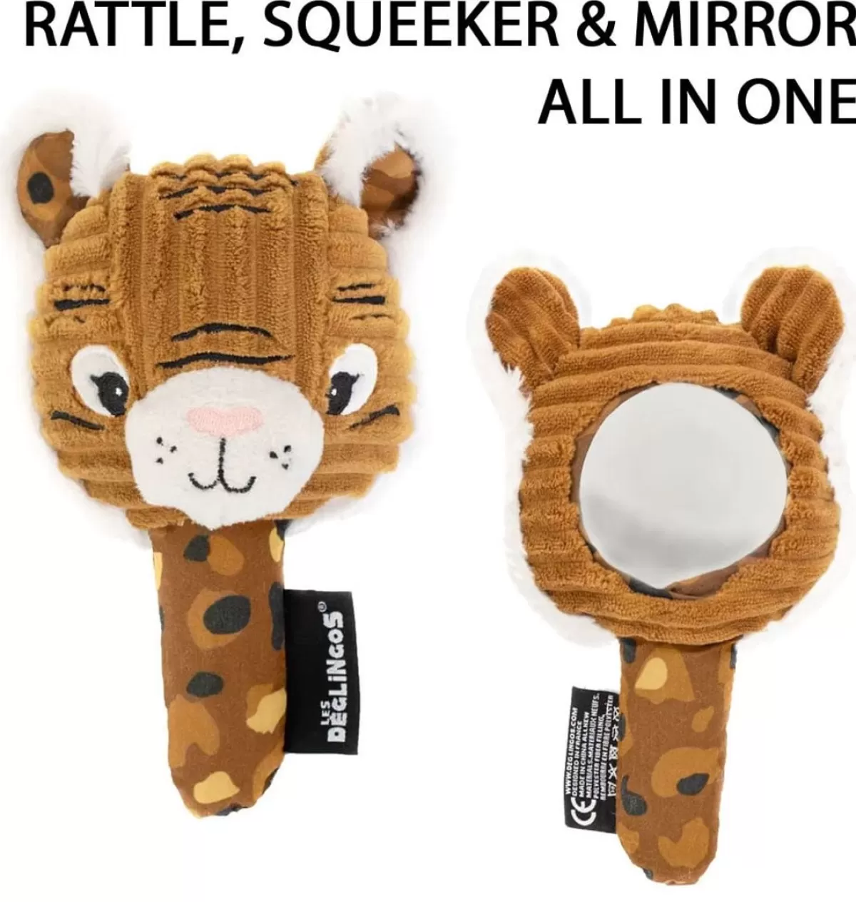 Cheap Les Déglingos Les Deglingos Tiger Rattle With Mirror 18.5 Cm