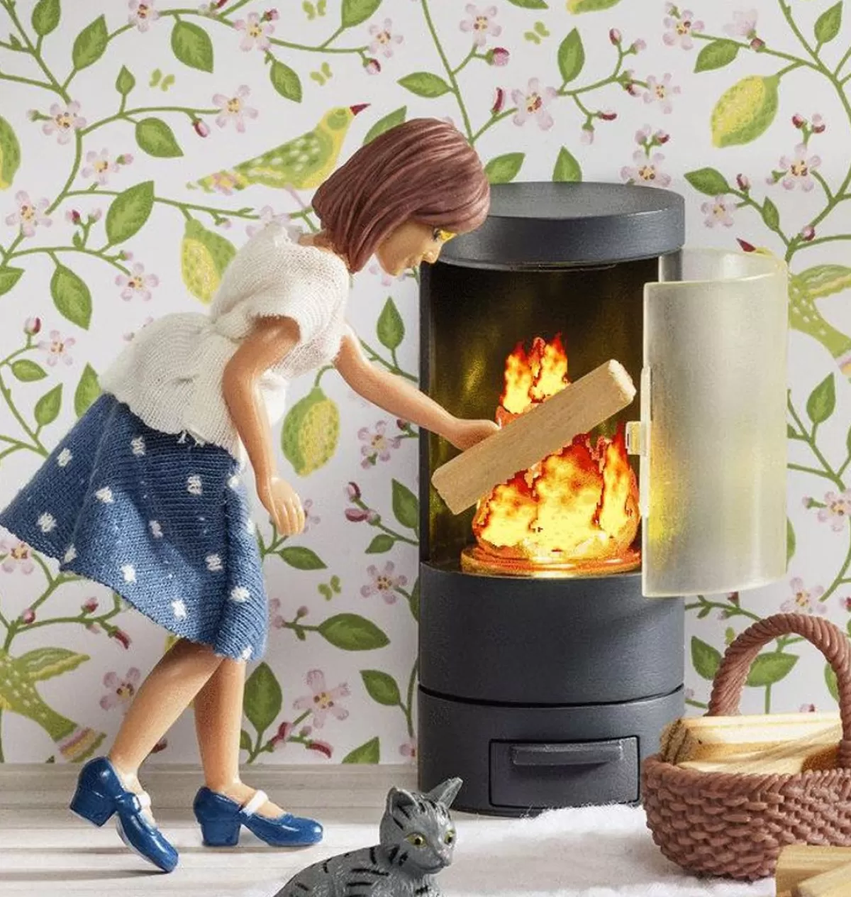 Fashion Lundby Fireplace For Dollhouse