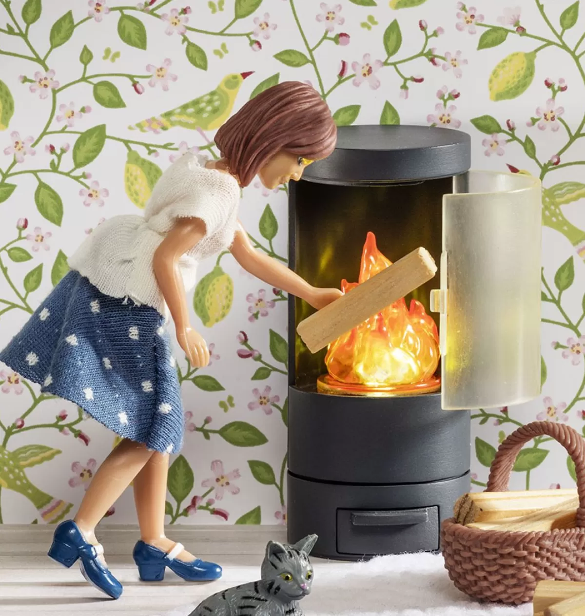 Fashion Lundby Fireplace For Dollhouse