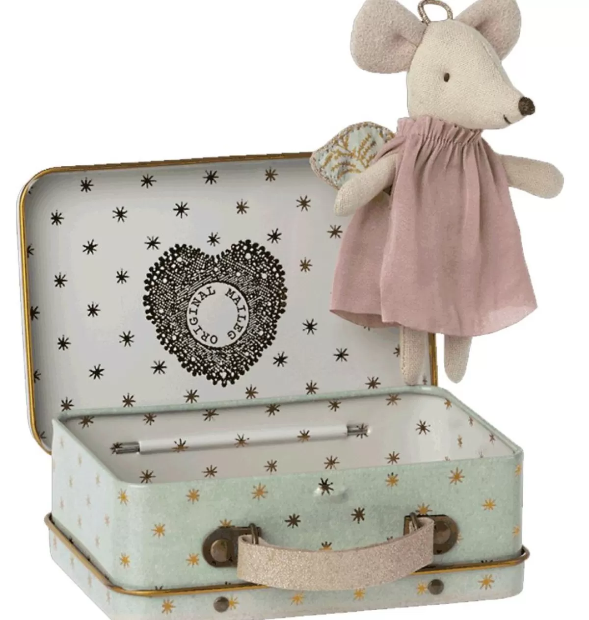 Store Maileg Angel Mouse In Suitcase