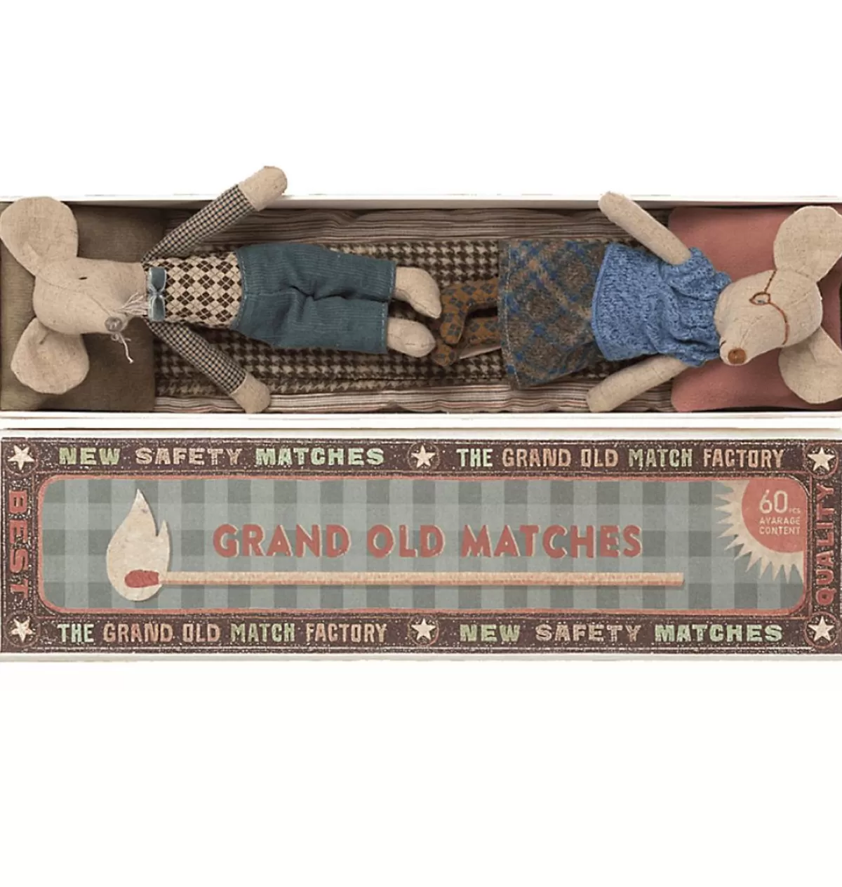 Outlet Maileg Grandmother And Grandfather Mouse In Matchbox