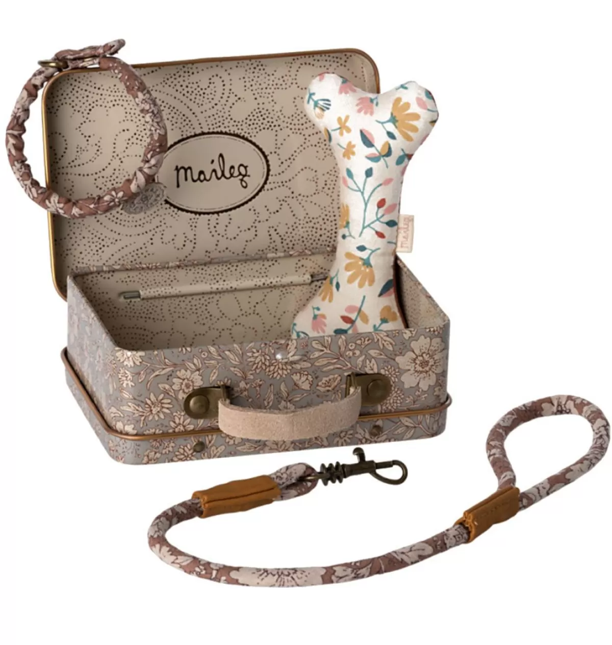 Online Maileg Puppy Accessories In A Metal Suitcase/ Pink