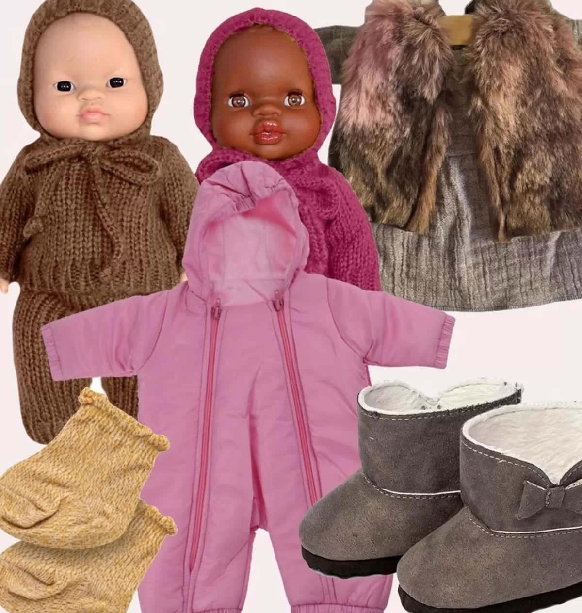 Outlet Mamamemo doll clothes & accessories Mamamemo Snow Suit / Ski Suit Gray For Gordi Dolls
