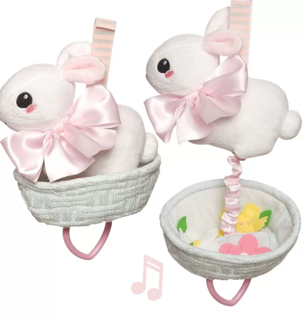 Clearance Manhattan Toy Lullaby Bunny In Basket With Flowers