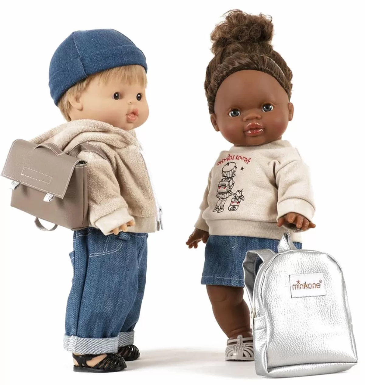 Hot Minikane Backpack For Gordi Dolls Imitation Leather Silver