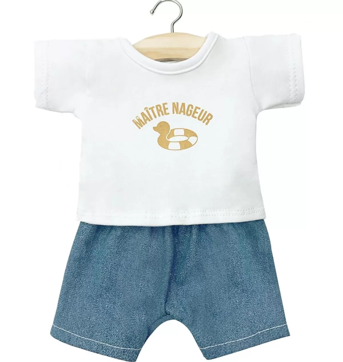Discount Minikane Ensemble T-Shirt "Maitre Nacheur" & Denim Shorts For Gordi Dolls
