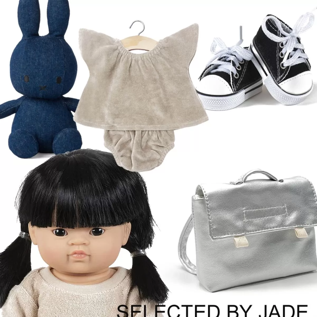 Online Minikane School Bag For The Gordi Dolls / Silver Artificial Leather