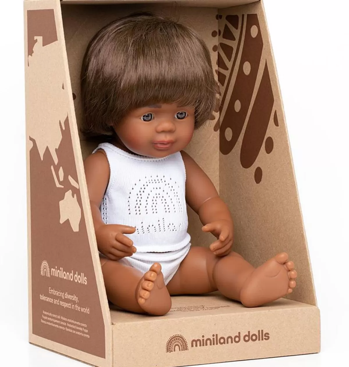 Best Sale Miniland poppen Miniland Dolls Boy Aboriginal 38 Cm