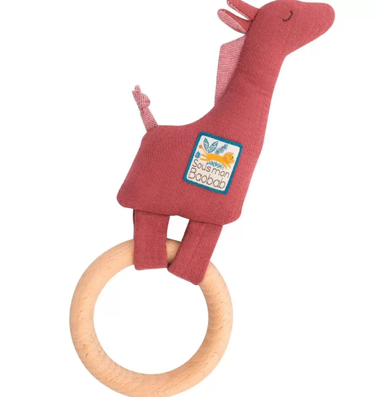 Fashion Moulin Roty Rattle And Wooden Teether Giraffe