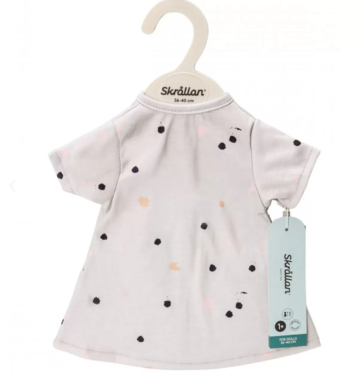 Store Skrållan Skrallan Gray Dress With Dots For Dolls From 36 To 40 Cm